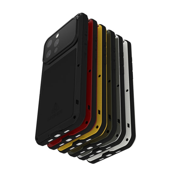 For iPhone 16 Pro LOVE MEI Metal Shockproof Life Water-resistant Dustproof Phone Case(Red)