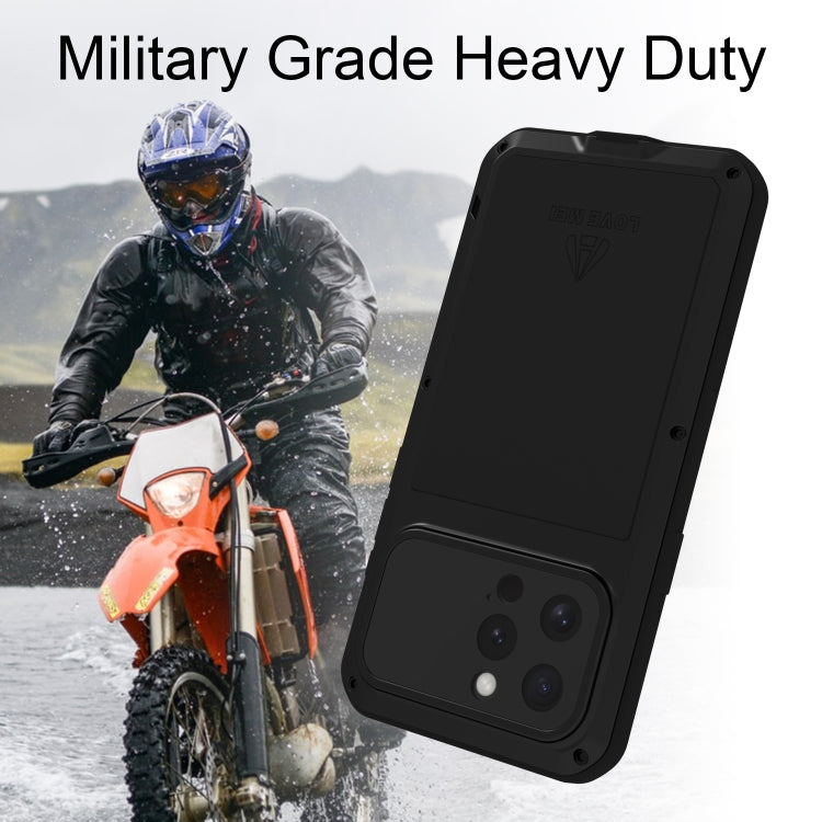 For iPhone 16 Pro LOVE MEI Metal Shockproof Life Water-resistant Dustproof Phone Case(Red)