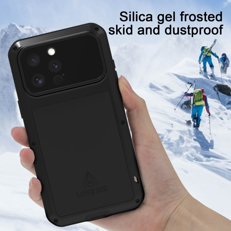 For iPhone 16 Pro LOVE MEI Metal Shockproof Life Water-resistant Dustproof Phone Case(Red)