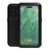 For iPhone 16 LOVE MEI Metal Shockproof Life Water-resistant Dustproof Phone Case(Black)