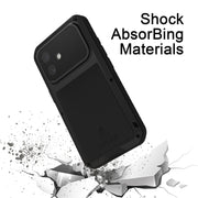 For iPhone 16 LOVE MEI Metal Shockproof Life Water-resistant Dustproof Phone Case(Black)