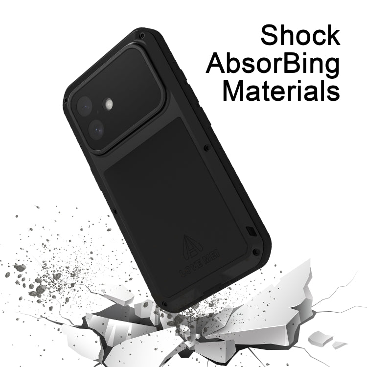 For iPhone 16 LOVE MEI Metal Shockproof Life Water-resistant Dustproof Phone Case(Silver)