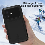 For iPhone 16 LOVE MEI Metal Shockproof Life Water-resistant Dustproof Phone Case(Red)