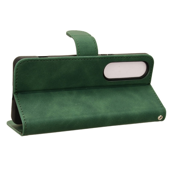 For Sony Xperia 1 VI 2024 Skin Feel Magnetic Flip Leather Phone Case(Green)