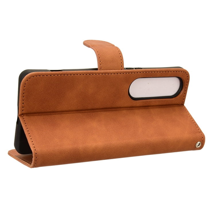 For Sony Xperia 1 VI 2024 Skin Feel Magnetic Flip Leather Phone Case(Brown)