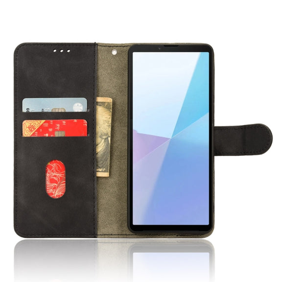 For Sony Xperia 10 VI 2024 Skin Feel Magnetic Flip Leather Phone Case(Black)