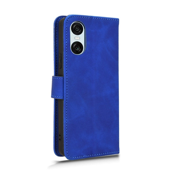 For Sony Xperia 10 VI 2024 Skin Feel Magnetic Flip Leather Phone Case(Blue)