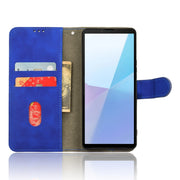 For Sony Xperia 10 VI 2024 Skin Feel Magnetic Flip Leather Phone Case(Blue)