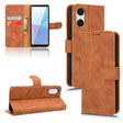 For Sony Xperia 10 VI 2024 Skin Feel Magnetic Flip Leather Phone Case(Brown) - Sony Cases by PMC Jewellery | Online Shopping South Africa | PMC Jewellery | Buy Now Pay Later Mobicred