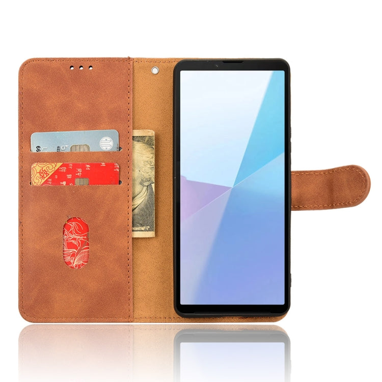 For Sony Xperia 10 VI 2024 Skin Feel Magnetic Flip Leather Phone Case(Brown)