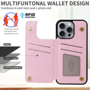 For iPhone 16 Pro Max Printed Double Buckle RFID Anti-theft Phone Case(Pastoral Rose)