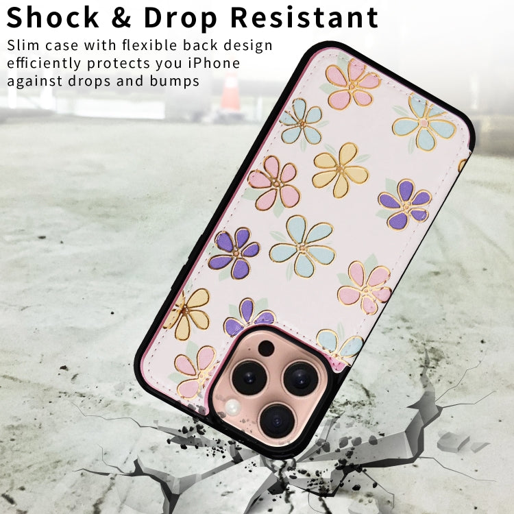 For iPhone 16 Pro Printed Double Buckle RFID Anti-theft Phone Case(Blossoming Flowers)