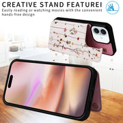 For iPhone 16 Plus Printed Double Buckle RFID Anti-theft Phone Case(Dried Flower World)