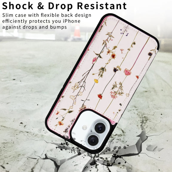 For iPhone 16 Plus Printed Double Buckle RFID Anti-theft Phone Case(Dried Flower World)