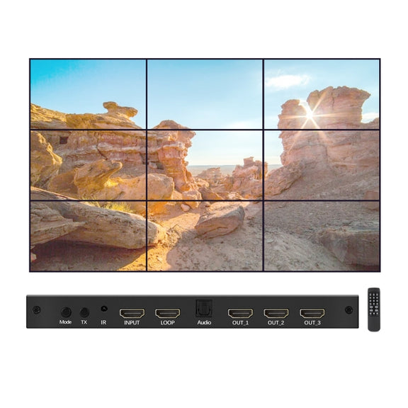 NK-330 3x3 4K 9 Screen HDMI DVI TV Video Wall Controller Splitter Multi Video Screen Processor Splicer, Plug Type:AU Plug(Black)