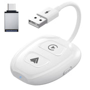 THT-020-9-1 USB + USB-C / Type-C Wired to Wireless Carplay / Android Auto Adapter(White)