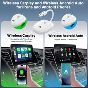 THT-020-9-1 USB + USB-C / Type-C Wired to Wireless Carplay / Android Auto Adapter(White)