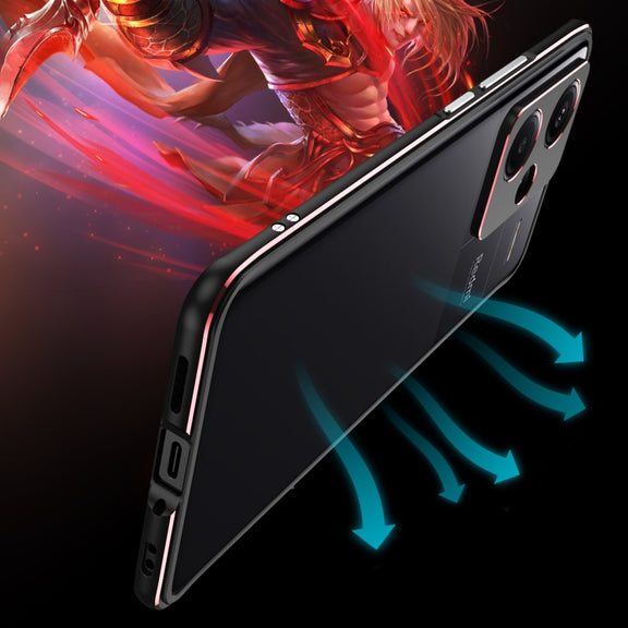 For Xiaomi Redmi Note 13 Pro+ Aurora Series Lens Protector + Metal Frame Phone Case(Silver)
