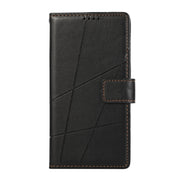 For iPhone 16e PU Genuine Leather Texture Embossed Line Phone Case(Black)