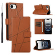 For iPhone 16e PU Genuine Leather Texture Embossed Line Phone Case(Brown) - iPhone 16e Cases by PMC TechLife | Online Shopping South Africa | PMC TechLife | Buy Now Pay Later Mobicred