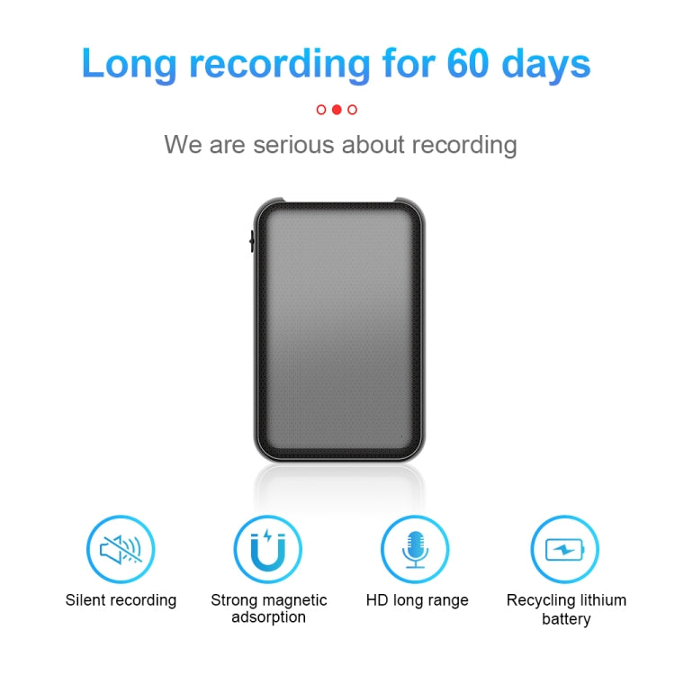 JNN Q75 Magnetic Power Bank Smart Voice Recorder, Memory:4GB(Black)