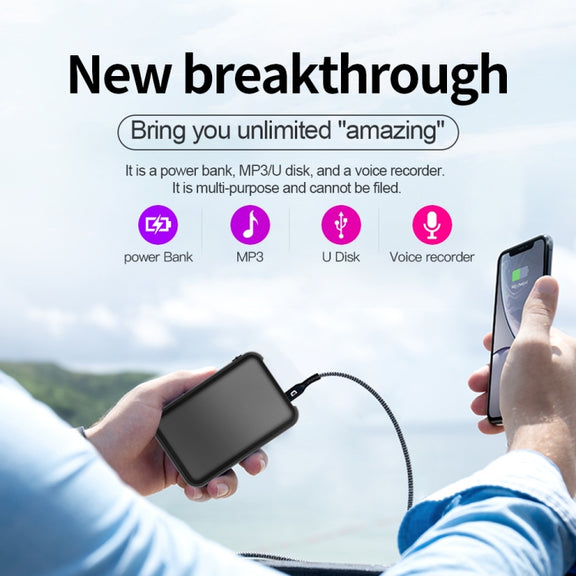 JNN Q75 Magnetic Power Bank Smart Voice Recorder, Memory:4GB(Black)
