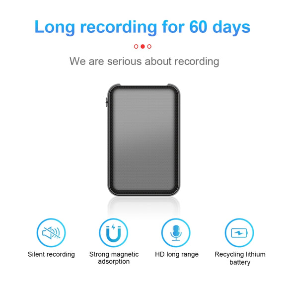 JNN Q75 Magnetic Smart Voice Recorder, Memory:8GB(Black)