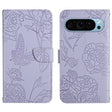 For Google Pixel 9 Skin Feel Butterfly Embossed Flip Leather Phone Case(Purple) - Google Cases by PMC TechLife | Online Shopping South Africa | PMC TechLife | Buy Now Pay Later Mobicred