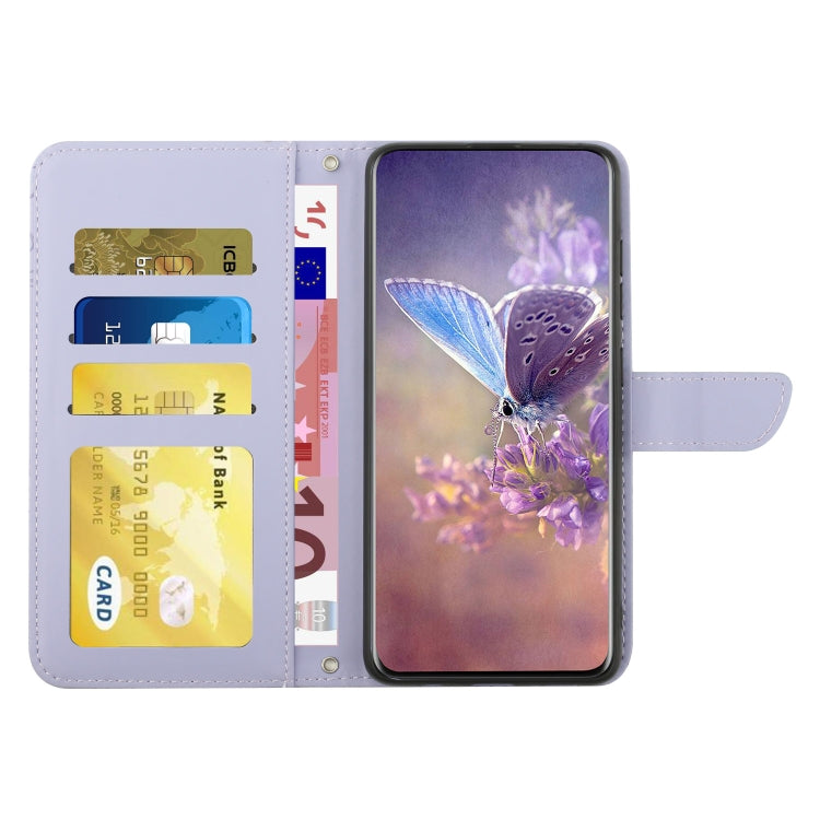 For Google Pixel 9 Skin Feel Butterfly Embossed Flip Leather Phone Case(Purple)