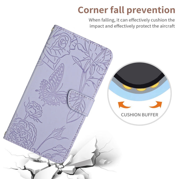 For Google Pixel 9 Skin Feel Butterfly Embossed Flip Leather Phone Case(Purple)