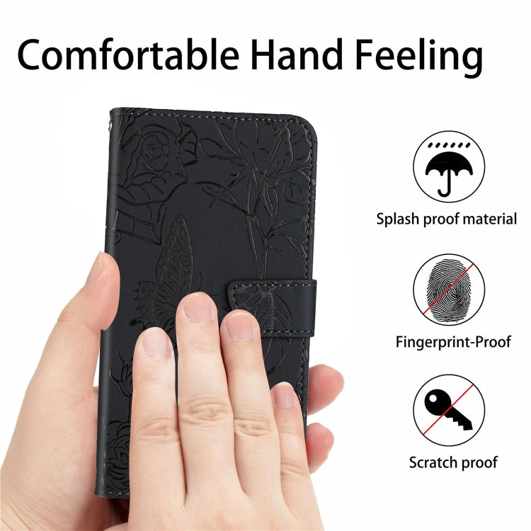 For Google Pixel 9 Skin Feel Butterfly Embossed Flip Leather Phone Case(Black)