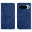 For Google Pixel 9 Skin Feel Butterfly Embossed Flip Leather Phone Case(Blue) - Google Cases by PMC TechLife | Online Shopping South Africa | PMC TechLife | Buy Now Pay Later Mobicred