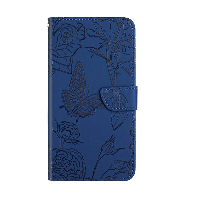 For Google Pixel 9 Skin Feel Butterfly Embossed Flip Leather Phone Case(Blue)