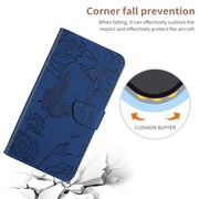 For Google Pixel 9 Skin Feel Butterfly Embossed Flip Leather Phone Case(Blue)