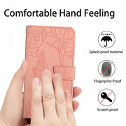 For Google Pixel 9 Skin Feel Butterfly Embossed Flip Leather Phone Case(Pink)