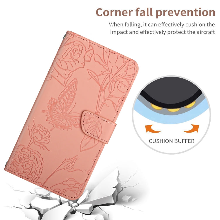 For Google Pixel 9 Skin Feel Butterfly Embossed Flip Leather Phone Case(Pink)