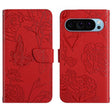 For Google Pixel 9 Skin Feel Butterfly Embossed Flip Leather Phone Case(Red) - Google Cases by PMC TechLife | Online Shopping South Africa | PMC TechLife | Buy Now Pay Later Mobicred