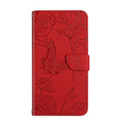 For Google Pixel 9 Skin Feel Butterfly Embossed Flip Leather Phone Case(Red)