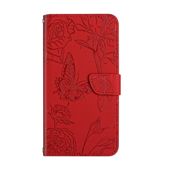 For Google Pixel 9 Skin Feel Butterfly Embossed Flip Leather Phone Case(Red)