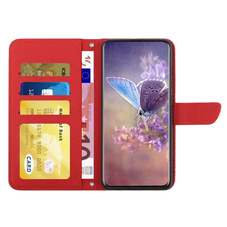 For Google Pixel 9 Skin Feel Butterfly Embossed Flip Leather Phone Case(Red)