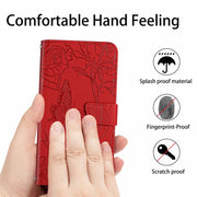 For Google Pixel 9 Skin Feel Butterfly Embossed Flip Leather Phone Case(Red)