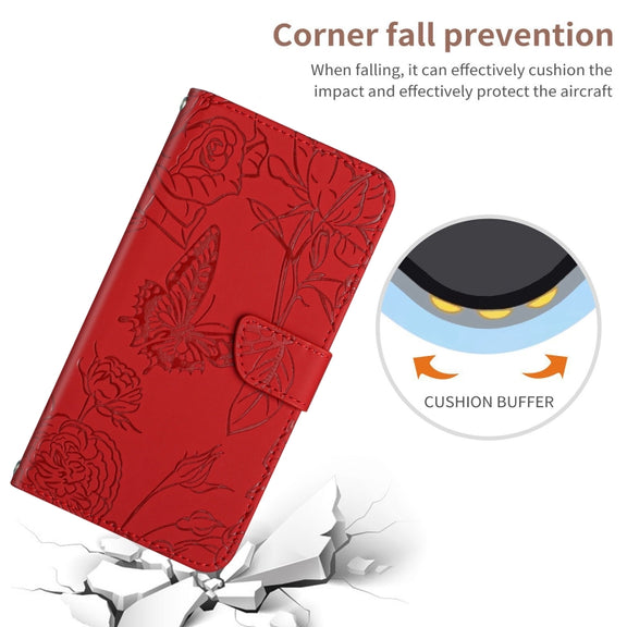 For Google Pixel 9 Skin Feel Butterfly Embossed Flip Leather Phone Case(Red)
