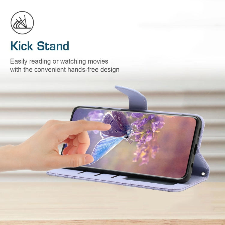 For Google Pixel 9 Pro Skin Feel Butterfly Embossed Flip Leather Phone Case(Purple)