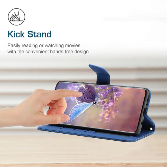 For Google Pixel 9 Pro Skin Feel Butterfly Embossed Flip Leather Phone Case(Blue)