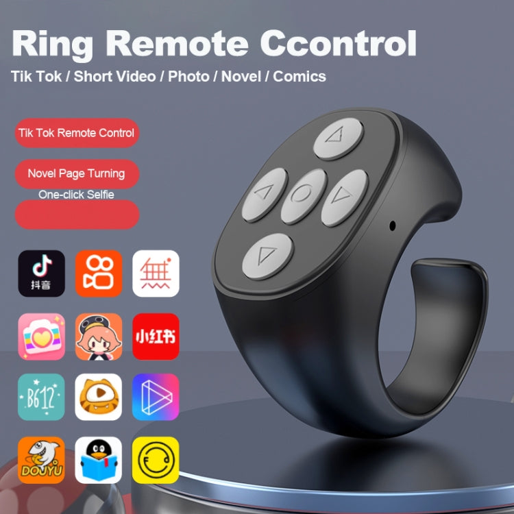 JX-05 5-button Bluetooth Remote Control Cellphone Smart Ring Remote Control(Black)