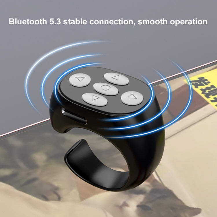 JX-05 5-button Bluetooth Remote Control Cellphone Smart Ring Remote Control(Black)