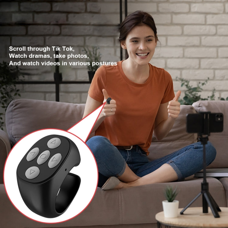 JX-05 5-button Bluetooth Remote Control Cellphone Smart Ring Remote Control(Black)