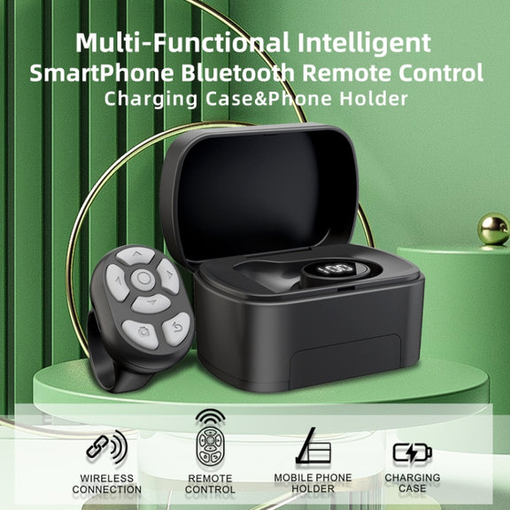 S20 Portable Smart Wireless Bluetooth Ring Remote Control with Charging Case(Black)