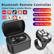 S20 Portable Smart Wireless Bluetooth Ring Remote Control with Charging Case(White)
