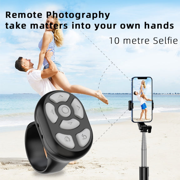S20 Portable Smart Wireless Bluetooth Ring Remote Control with Charging Case(Black)